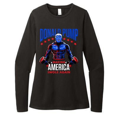 Donald Pump Swole America Trump Weight Lifting Gym Fitness Womens CVC Long Sleeve Shirt