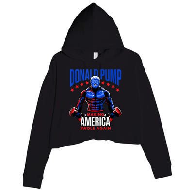 Donald Pump Swole America Trump Weight Lifting Gym Fitness Crop Fleece Hoodie