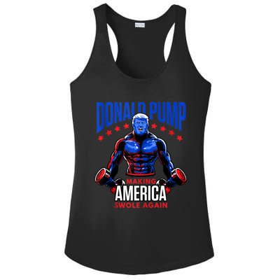 Donald Pump Swole America Trump Weight Lifting Gym Fitness Ladies PosiCharge Competitor Racerback Tank