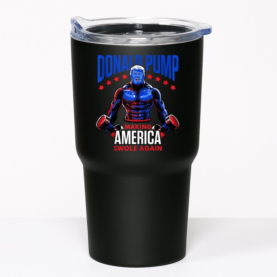 Donald Pump Swole America Trump Weight Lifting Gym Fitness Tumbler