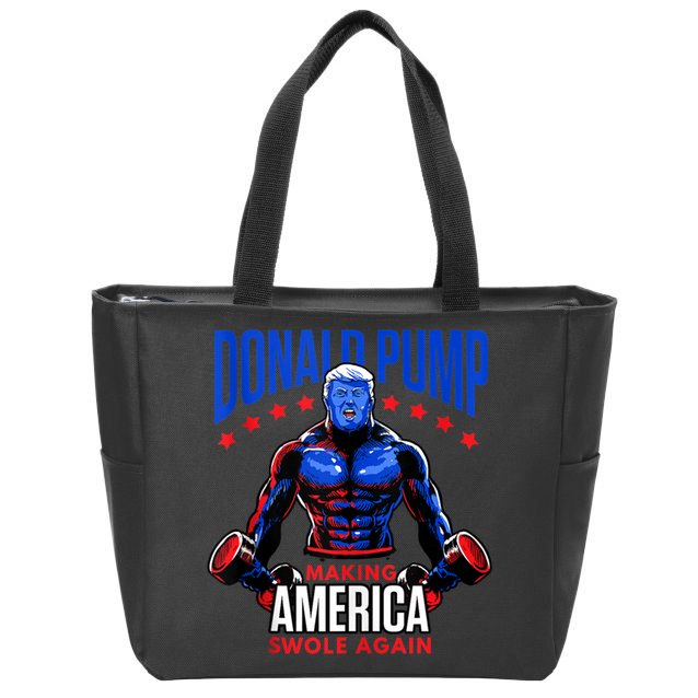 Donald Pump Swole America Trump Weight Lifting Gym Fitness Zip Tote Bag