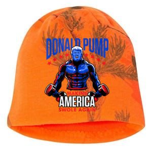 Donald Pump Swole America Trump Weight Lifting Gym Fitness Kati - Camo Knit Beanie