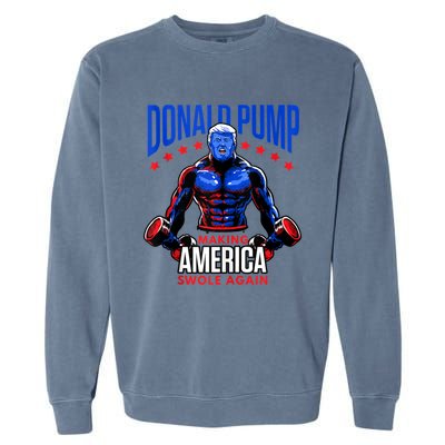 Donald Pump Swole America Trump Weight Lifting Gym Fitness Garment-Dyed Sweatshirt