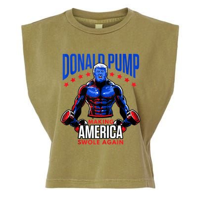 Donald Pump Swole America Trump Weight Lifting Gym Fitness Garment-Dyed Women's Muscle Tee