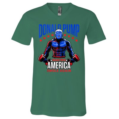 Donald Pump Swole America Trump Weight Lifting Gym Fitness V-Neck T-Shirt