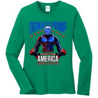 Donald Pump Swole America Trump Weight Lifting Gym Fitness Ladies Long Sleeve Shirt