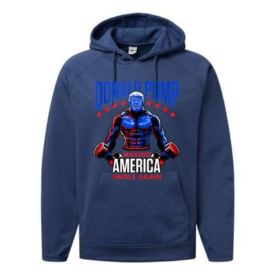 Donald Pump Swole America Trump Weight Lifting Gym Fitness Performance Fleece Hoodie