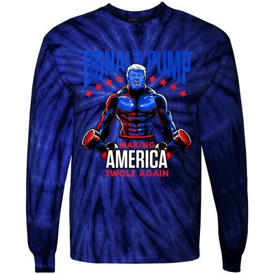 Donald Pump Swole America Trump Weight Lifting Gym Fitness Tie-Dye Long Sleeve Shirt