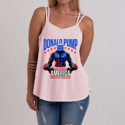 Donald Pump Swole America Trump Weight Lifting Gym Fitness Women's Strappy Tank