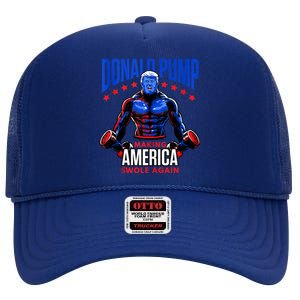 Donald Pump Swole America Trump Weight Lifting Gym Fitness High Crown Mesh Back Trucker Hat