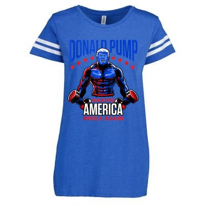 Donald Pump Swole America Trump Weight Lifting Gym Fitness Enza Ladies Jersey Football T-Shirt