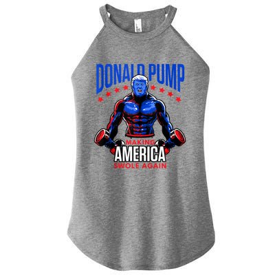 Donald Pump Swole America Trump Weight Lifting Gym Fitness Women's Perfect Tri Rocker Tank