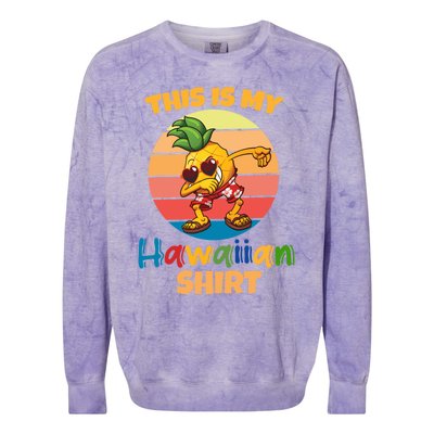 Dabbing Pineapple Sunglasses Boys This Is My Hawaiian Gift Colorblast Crewneck Sweatshirt