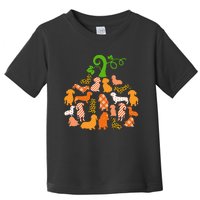 Dachshund Pumpkin Shape Plaid Leopard Dog Autumn Halloween Toddler T-Shirt