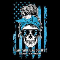 Dead Pancreas Society Diabetes Awareness Skull Messy Bun Backpack