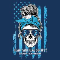 Dead Pancreas Society Diabetes Awareness Skull Messy Bun Long Sleeve Shirt