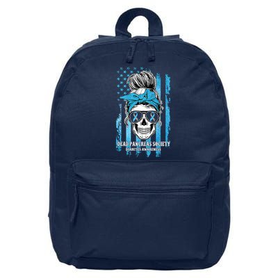 Dead Pancreas Society Diabetes Awareness Skull Messy Bun 16 in Basic Backpack