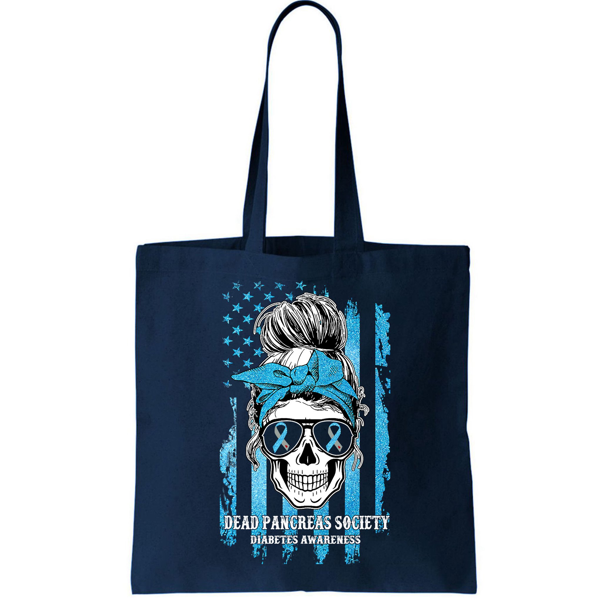 Dead Pancreas Society Diabetes Awareness Skull Messy Bun Bag