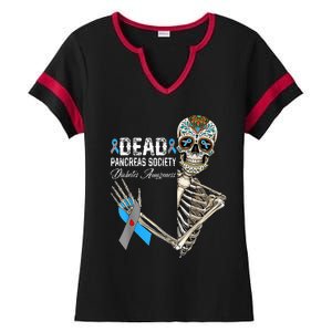 Dead Pancreas Society Diabetes Awareness Day Sugar Skeleton Ladies Halftime Notch Neck Tee