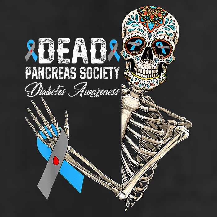 Dead Pancreas Society Diabetes Awareness Day Sugar Skeleton 7 Panel Mesh Trucker Snapback Hat