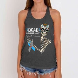 Dead Pancreas Society Diabetes Awareness Day Sugar Skeleton Women's Knotted Racerback Tank