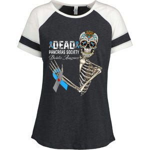 Dead Pancreas Society Diabetes Awareness Day Sugar Skeleton Enza Ladies Jersey Colorblock Tee