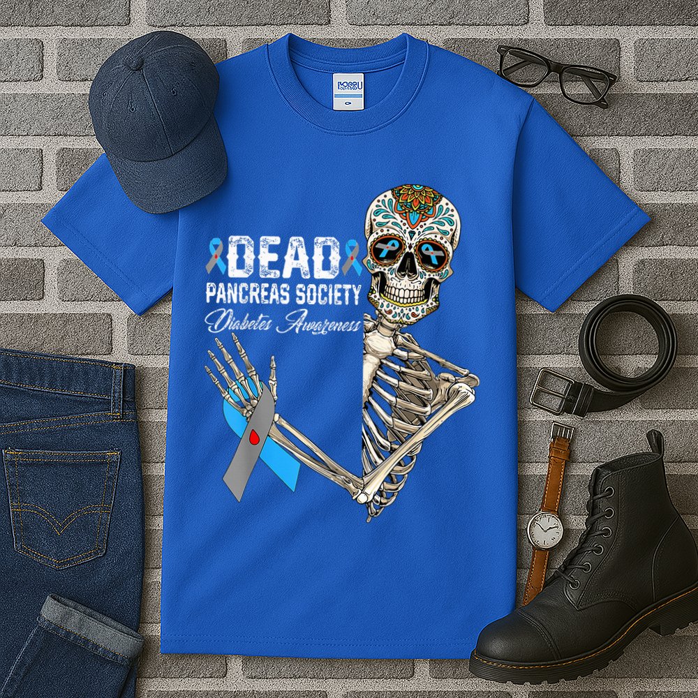 Dead Pancreas Society Diabetes Awareness Day Sugar Skeleton Tall T-Shirt
