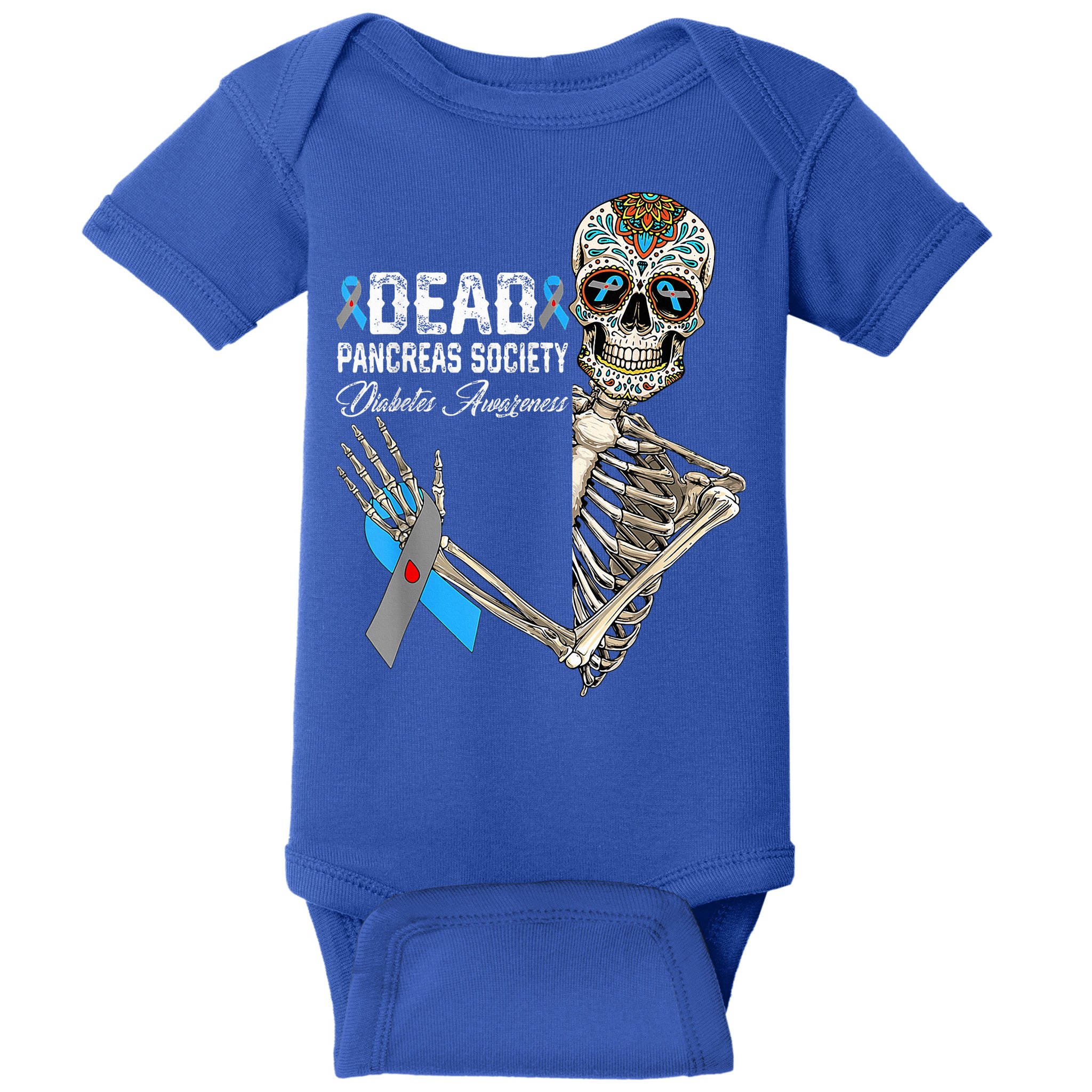 Dead Pancreas Society Diabetes Awareness Day Sugar Skeleton Baby Bodysuit