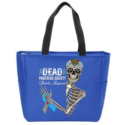 Dead Pancreas Society Diabetes Awareness Day Sugar Skeleton Zip Tote Bag