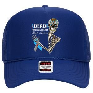 Dead Pancreas Society Diabetes Awareness Day Sugar Skeleton High Crown Mesh Back Trucker Hat