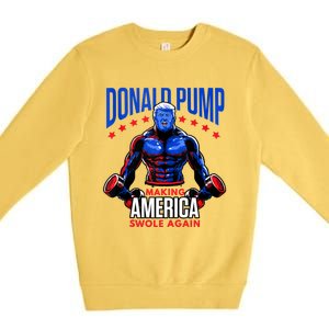 Donald Pump Swole America Gift Trump Weight Lifting Gym Fitness Premium Crewneck Sweatshirt