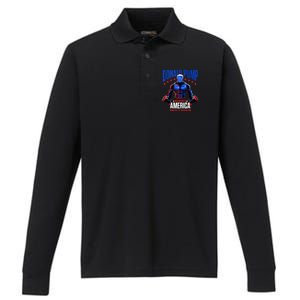 Donald Pump Swole America Gift Trump Weight Lifting Gym Fitness Performance Long Sleeve Polo