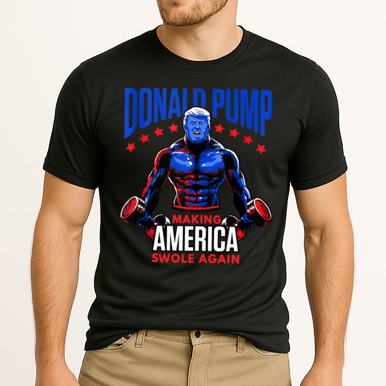 Donald Pump Swole America Gift Trump Weight Lifting Gym Fitness Cooling Performance Crew T-Shirt