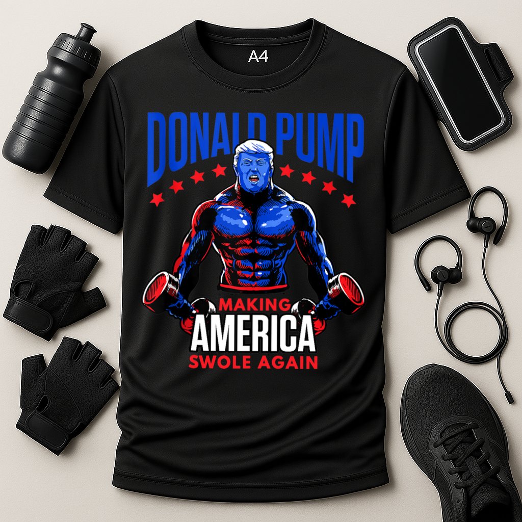 Donald Pump Swole America Gift Trump Weight Lifting Gym Fitness Cooling Performance Crew T-Shirt