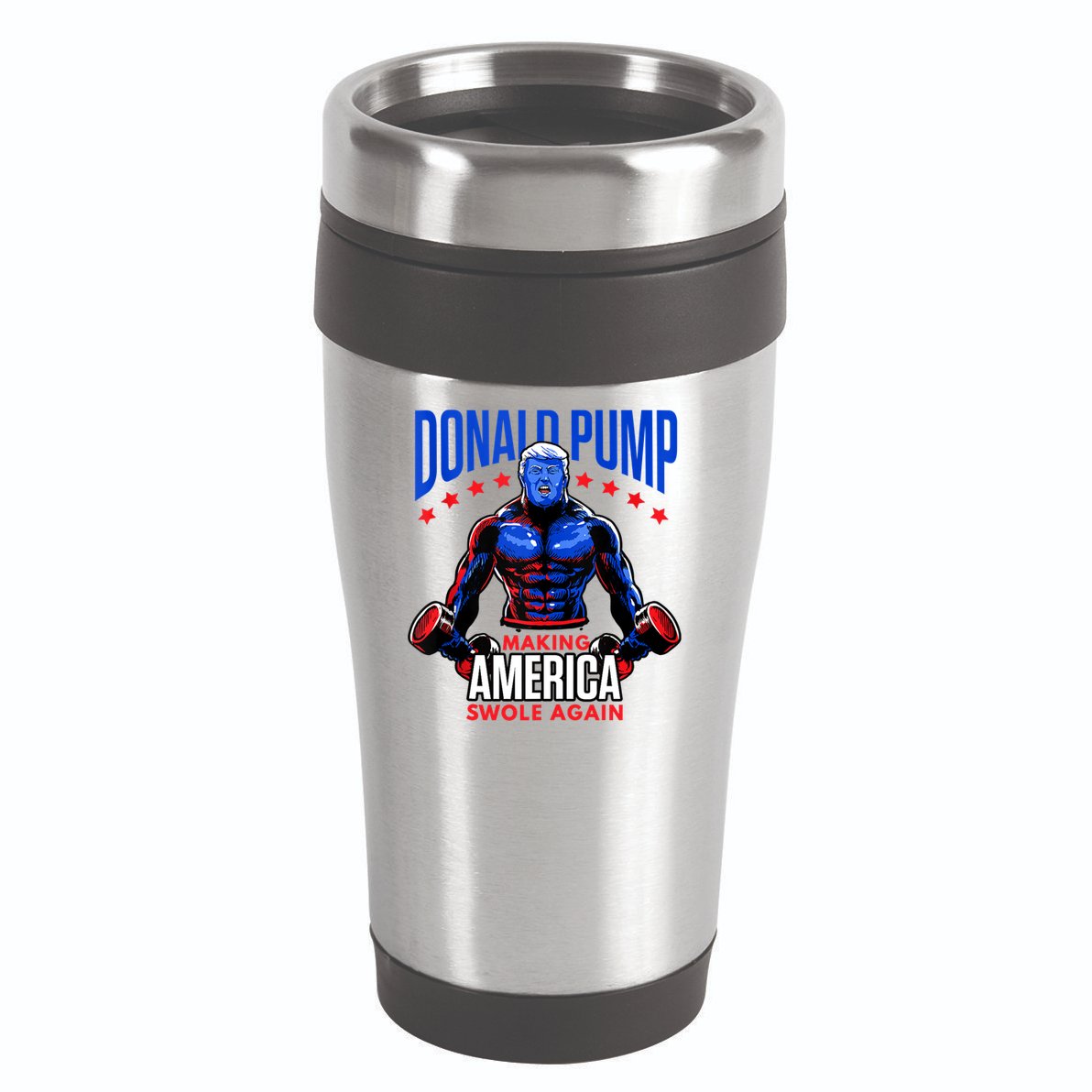 Donald Pump Swole America Gift Trump Weight Lifting Gym Fitness 16oz Travel Tumbler
