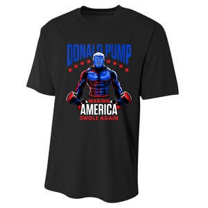 Donald Pump Swole America Gift Trump Weight Lifting Gym Fitness Performance Sprint T-Shirt