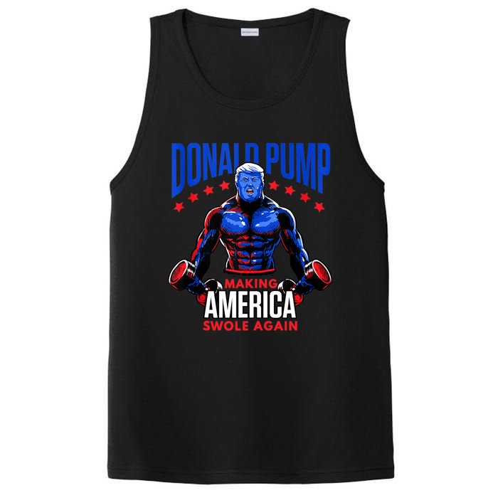 Donald Pump Swole America Gift Trump Weight Lifting Gym Fitness PosiCharge Competitor Tank