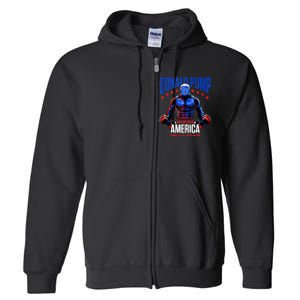 Donald Pump Swole America Gift Trump Weight Lifting Gym Fitness Full Zip Hoodie