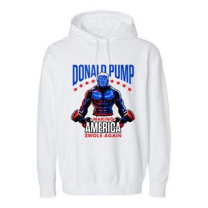 Donald Pump Swole America Gift Trump Weight Lifting Gym Fitness Garment-Dyed Fleece Hoodie