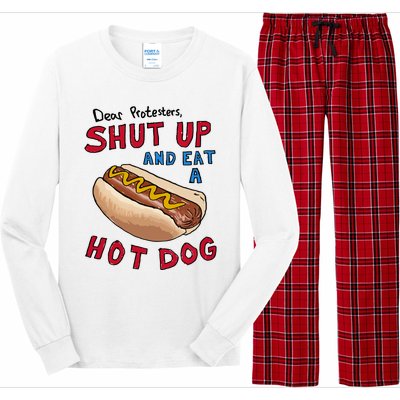 Dear Protesters Shut Up And Eat A Hot Dog Long Sleeve Pajama Set