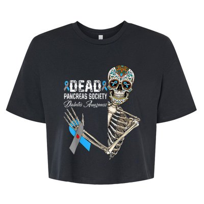 Dead Pancreas Society Diabetes Awareness Day Sugar Skeleton Bella+Canvas Jersey Crop Tee