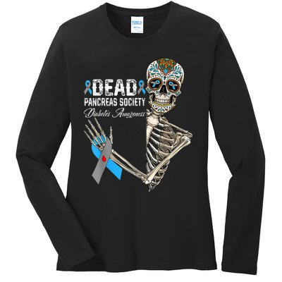 Dead Pancreas Society Diabetes Awareness Day Sugar Skeleton Ladies Long Sleeve Shirt