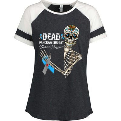 Dead Pancreas Society Diabetes Awareness Day Sugar Skeleton Enza Ladies Jersey Colorblock Tee