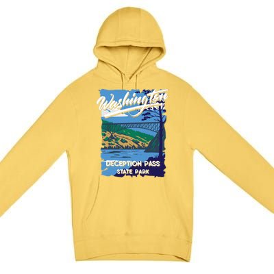 Deception Pass State Park Washington Evergreen State Camping Premium Pullover Hoodie