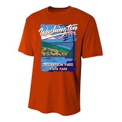 Deception Pass State Park Washington Evergreen State Camping Performance Sprint T-Shirt