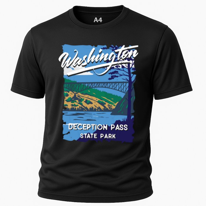Deception Pass State Park Washington Evergreen State Camping Cooling Performance Crew T-Shirt