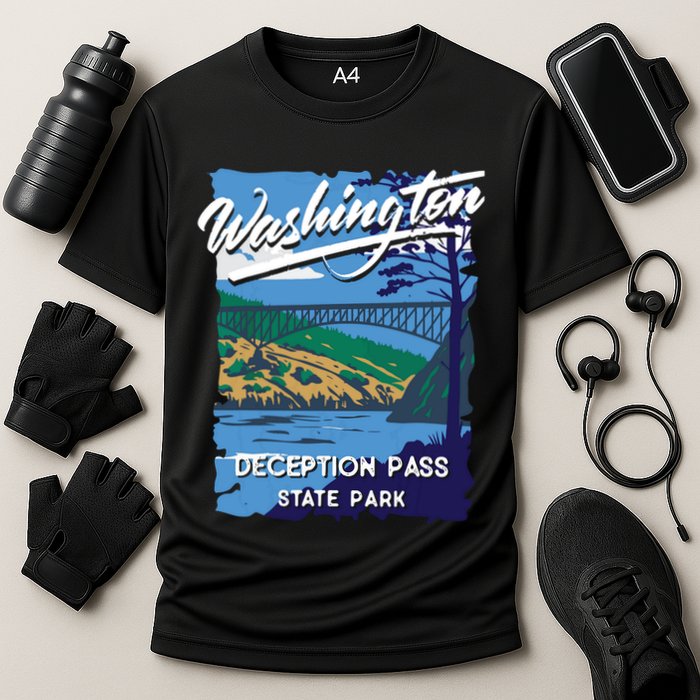 Deception Pass State Park Washington Evergreen State Camping Cooling Performance Crew T-Shirt