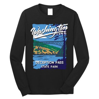 Deception Pass State Park Washington Evergreen State Camping Long Sleeve Shirt