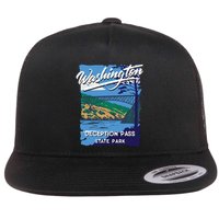 Deception Pass State Park Washington Evergreen State Camping Flat Bill Trucker Hat
