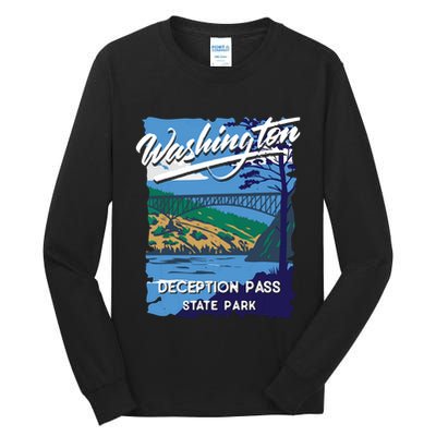 Deception Pass State Park Washington Evergreen State Camping Tall Long Sleeve T-Shirt